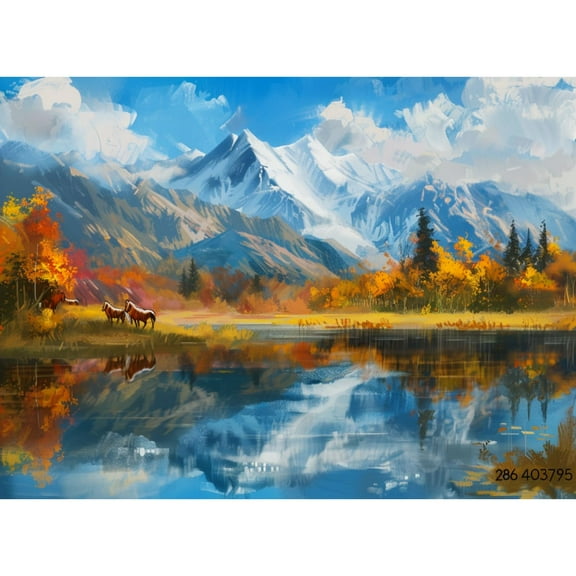 Natural Landscape of Lake Mountain Autumn Tree 5D Diamond Art Painting by Number Kits for Adults DIY Paint with Round Full Drill Diamond Gems Painting Art Craft for Home Wall Decor 11.8x15.8in(1)