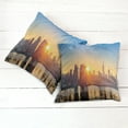 thumbnail image 6 of Ambesonne City Throw Pillow Cover 2 Pack, Tranquil Sunrise Midtown, 18", Pale Blue Peach Tan, 6 of 7