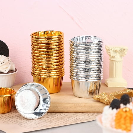 

Gold 50pcs mini cupcake Foil Cupcake Wrapper Paper Gold Silver Cupcake Baking Cups