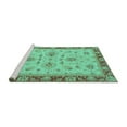 thumbnail image 2 of Ahgly Company Machine Washable Indoor Square Oriental Turquoise Blue Traditional Area Rugs, 7' Square, 2 of 4