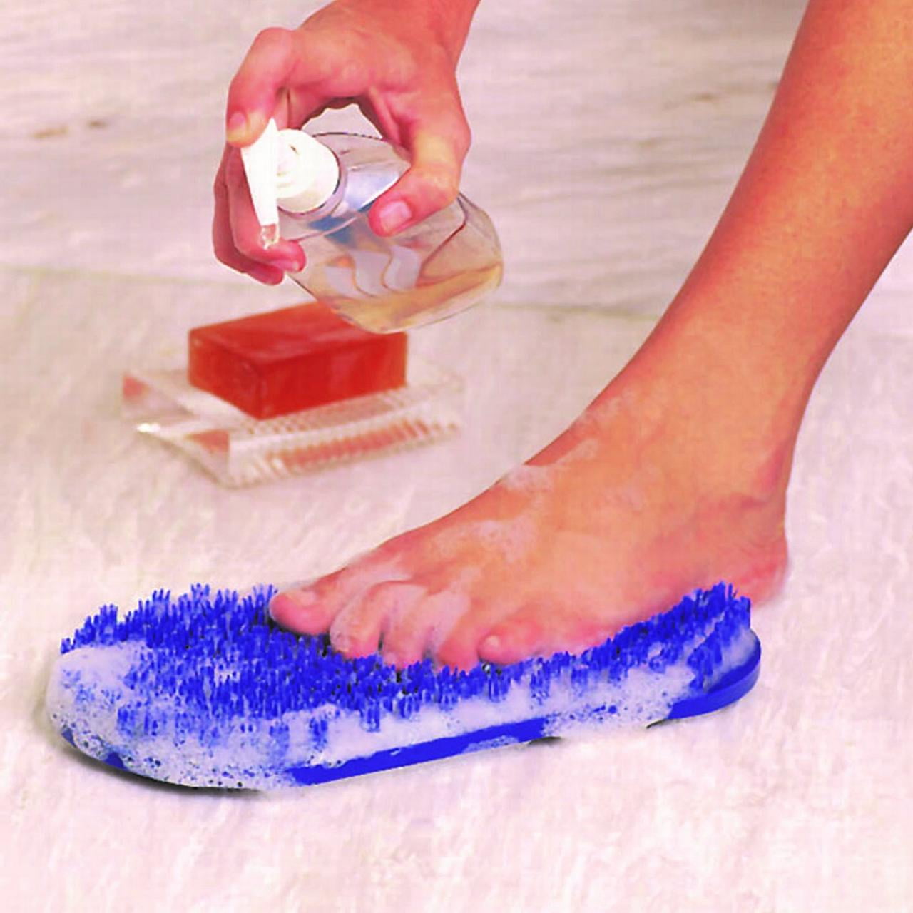 Soapy Soles Foot Scrubber Brush Duction Cups to the Floor of Tub or