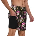 thumbnail image 2 of Naloa Skull Daisy Print Men Swim Trunks with Compression Liner ,Board Shorts,Men's Swim Shorts with Drawstring and Elastic Waistband-XX-Large, 2 of 6