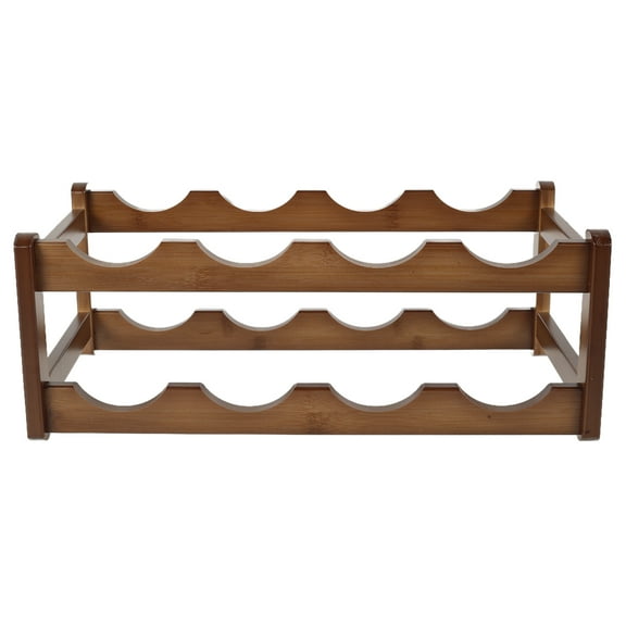 Wine Rack Freestanding 8 Bottle 2 Tier Bamboo Wine Racks Countertop Cabinet Wine Holder Wine Storage Shelf for Kitchen, Bar, Pantry, Wine Cellar, Basement, Countertop (16.92 L x 9.25W x 9.51H)