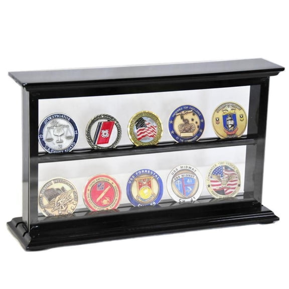 2 Shelves Military Challenge Coin Curio Stand Rack