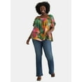 thumbnail image 2 of Terra & Sky Women's Plus Convertible Blouse with Short Sleeves, Sizes 0X-5X, 2 of 5