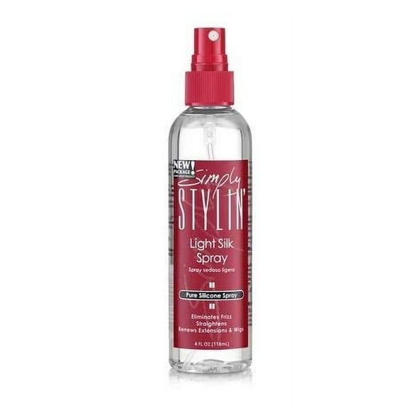 Simply Stylin' Light Silk Spray - Pure Silicone Hair Protection from Heat and Humidity - Natural Serum Product for Long and Shiny - 4 oz