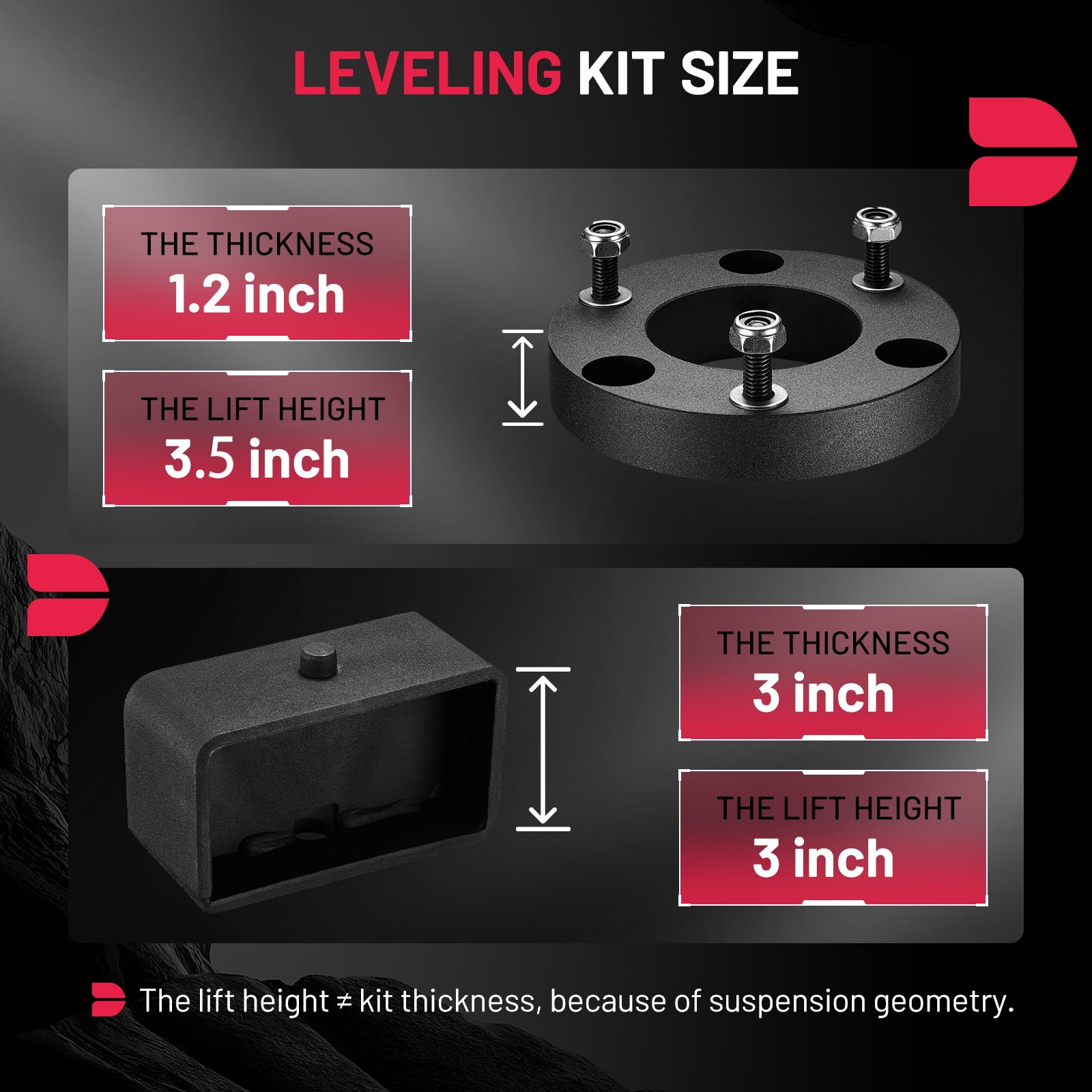 SPEEDWOW 3.5" Front and 3" Rear Leveling Lift Kits Compatible with Chevrolet Silverado 1500 Compatible with GMC Sierra 1500, Suspension Lift Kit Set for 2007-2019 Silverado 1500 2WD 4WD