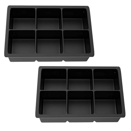 

Silicone Ice Square Tray Pack of 2 Black Reusable Ice Tray Ice Square Moulds for Whiskey Cocktails and Party Drinks