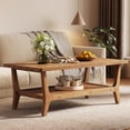 thumbnail image 6 of Finmind Solid Wood Rectangle Coffee Table with Shelf, 47-inch Center Table, 2-Tier Modern Tea Table ,Rustic Brown, 6 of 11