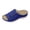 Blue, variant on Womens Orthopedic Sandals Boho Hollow out Open Toe Slides with Arch Support Comfy Slip on Low Wedge Slip on Beach Shoes Casual Slippers Brown Size 6