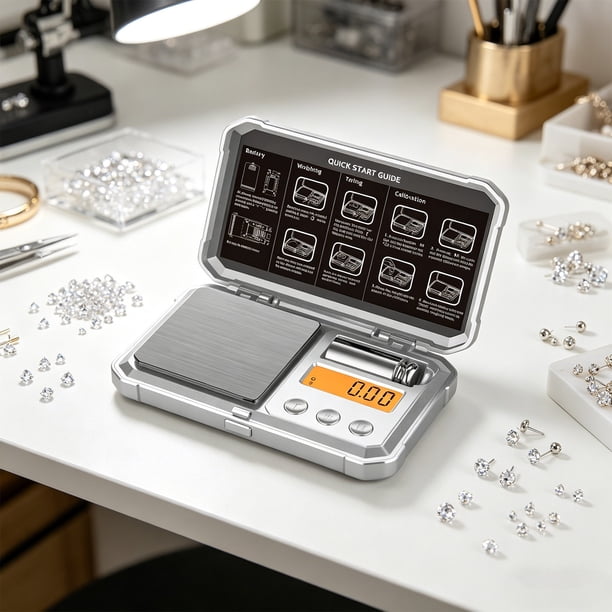 Minibalanza de bolsillo para joyería con precisión de 0,01 g | Balanza digital portátil en gramos para hierbas, repostería y artículos pequeños