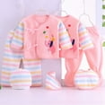 thumbnail image 2 of CAUYDY Baby Girls Shower Gift Preemie Boys Fall Clothing Infant Layette 2 Long Sleeve Shirt + 2 Pants + Hat + Bib + Bellyband 7 Pieces Soft Set Sizes 0-3 Months,Pink, 2 of 7