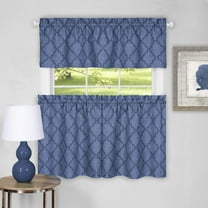 Ben&Jonah PrimeHome Collection Viola Window Curtain Tier Pair and Valance Set - 58x24 - Blue