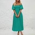 thumbnail image 2 of Lmnyox Off Shoulder Maxi Dress for Women Casual Puff Short Sleeve Dress Flowy Cocktail Party Dress, 2 of 7