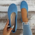 thumbnail image 4 of Heydday Women Round Toe Knit Mesh Ballet Flats, On Breathable Lightweight Cushioned Walking Shoes, Wide Fit Casual Work Travel Wedding Daily Dressy Flat Shoes(Blue/35), 4 of 10
