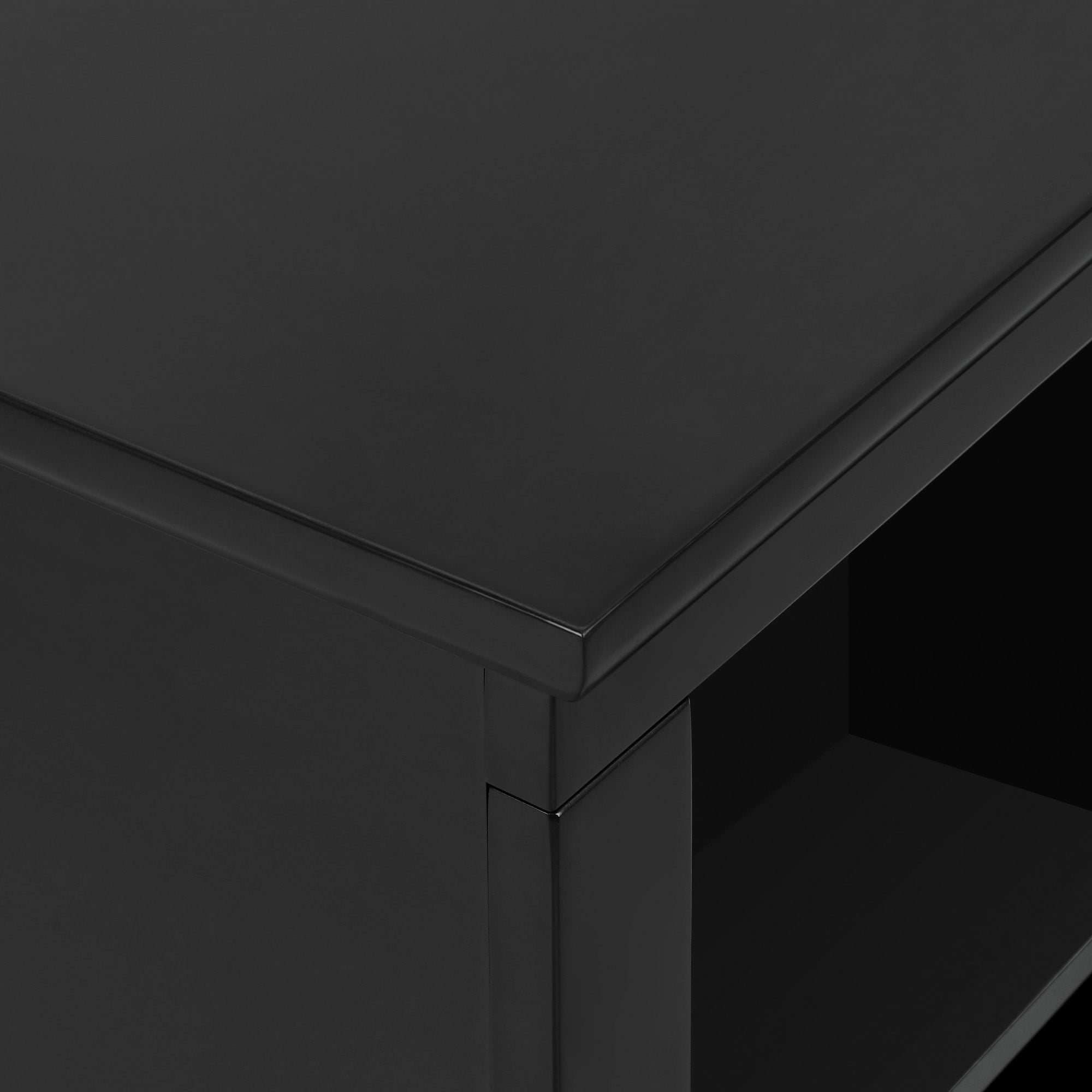 Walker Edison Transitional Glass-Door TV Stand for TVs up to 90”, Black