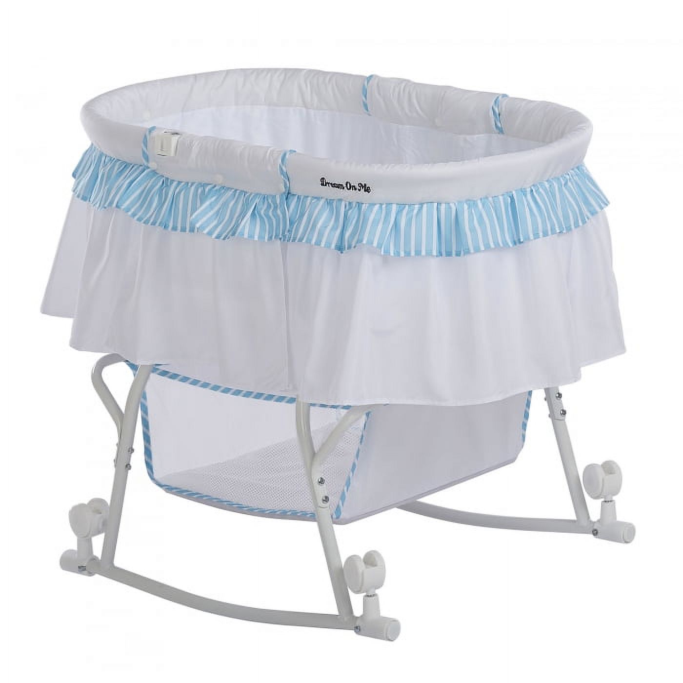 Dream On Me Lacy Portable 2-in-1 Bassinet & Cradle in Blue and White, Lightweight Baby Bassinet - image 2 of 6