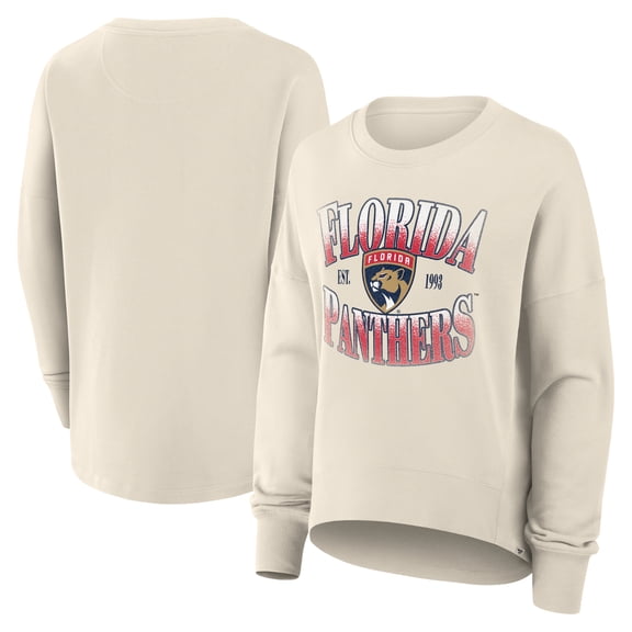 Women's Fanatics Cream Florida Panthers Oversized Slice Pullover Sweatshirt