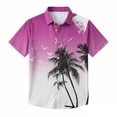 thumbnail image 3 of Mens Hawaiian Shirt Tropical Short Sleeve Button Down Shirts Summer Beach Lightweight Top Purple XXL, 3 of 5