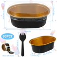 thumbnail image 3 of 60Pcs Aluminum Foil Cake Container 68ml Heat-Resistant Foil Baking Cups with Clear Lids Spoons Mini Oval Cake Pan, 3 of 8