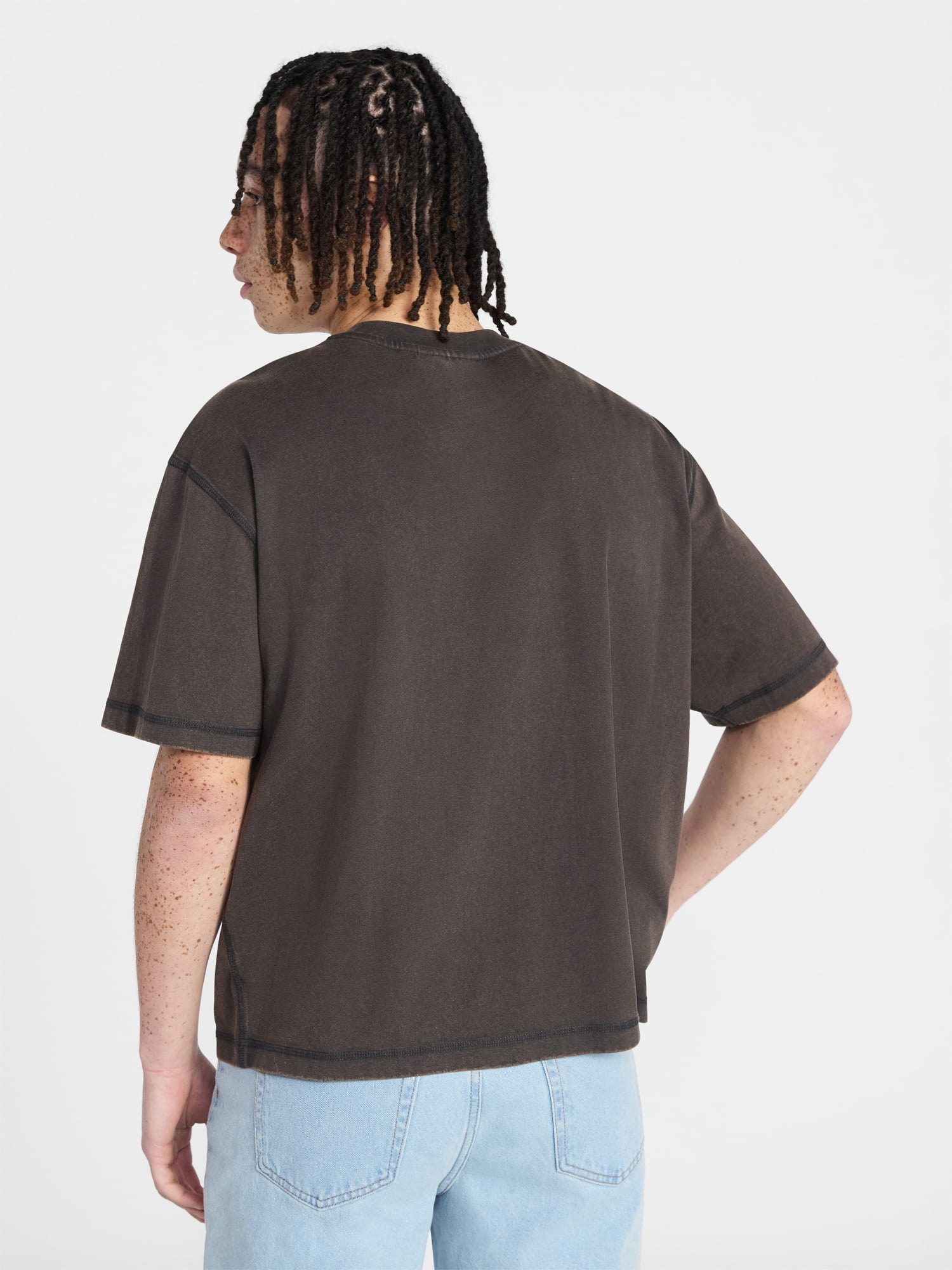 No Boundaries Oversized Cropped Graphic Tee with Short Sleeves, Men's XS-4XLT