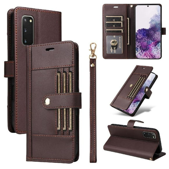 FOXDOCK Funda tipo Cartera para Samsung Galaxy S20 FE – Cubierta de Cuero PU con Múltiples Ranuras, Bolsillo para Efectivo y Correa de Muñeca