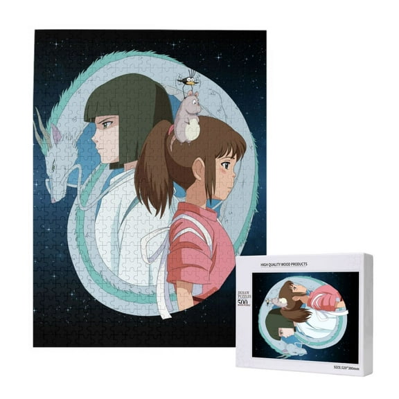 Jigsaw Puzzle 500 Pieces, Spirited Away Wooden Puzzle Picture Decorations Toys for Teens Adults