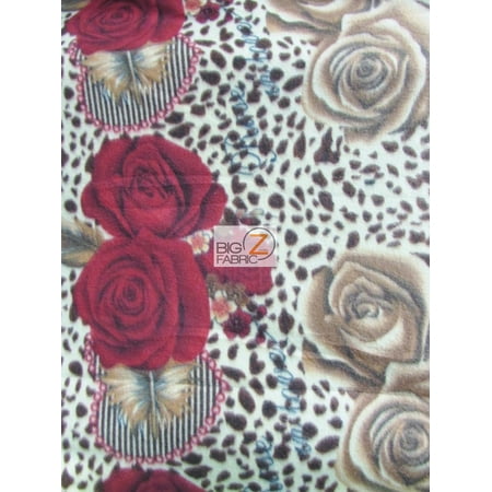 Flower Print Fabrics - Fleece Printed Fabric Flower / Petal Roses / Sold By The Yard