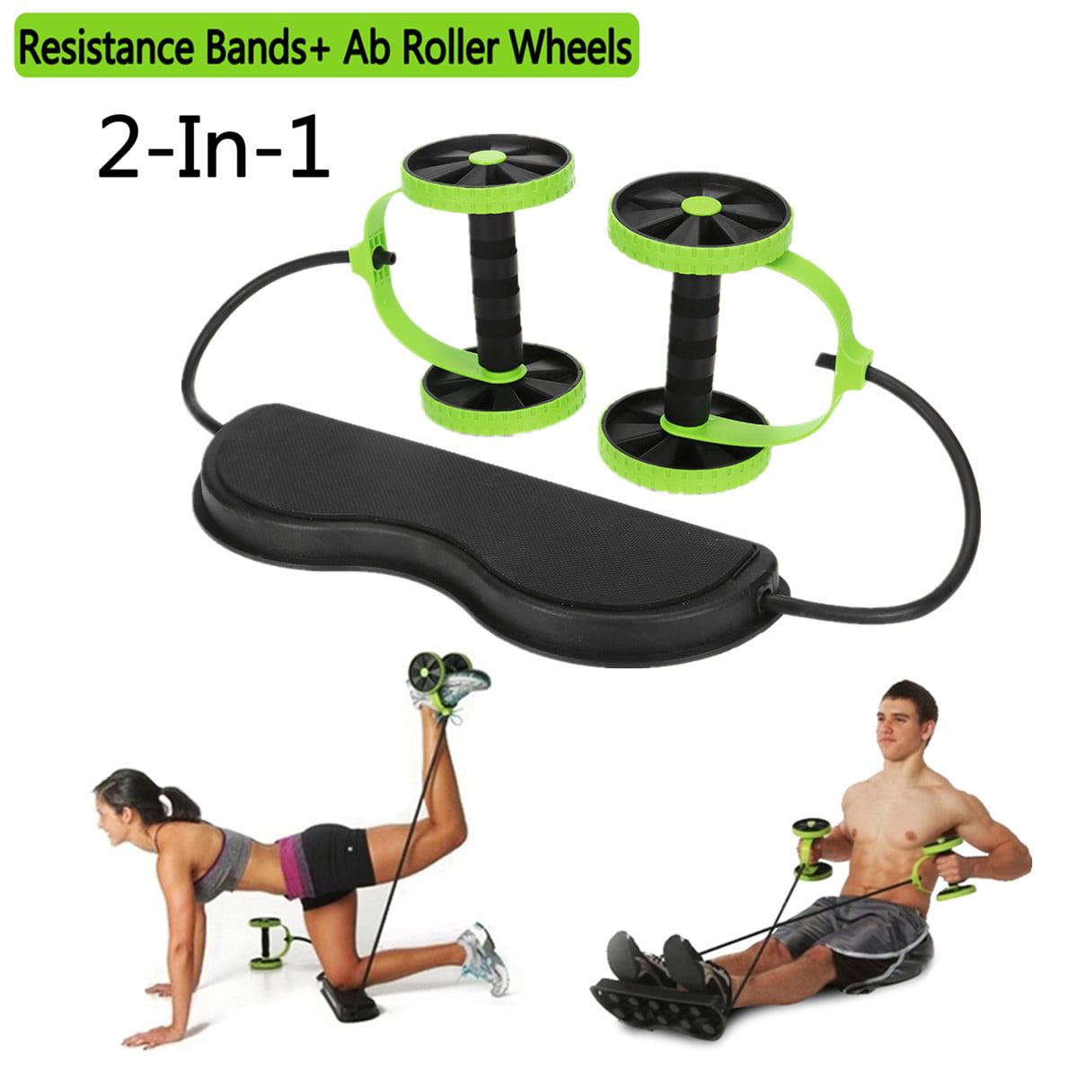 Entrenador de abdominales Duo-Wheel doble pack barriga Roller bauckmuskeltrainer negro