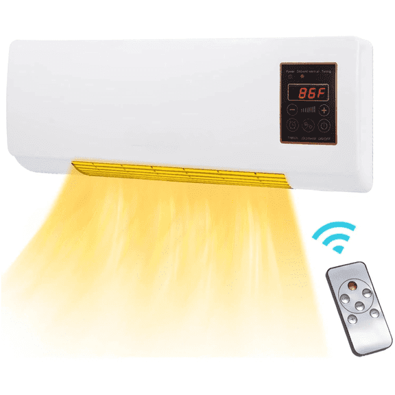 2 in 1 Portable Ait Conditioner Heater Wall Electric Space Fan for Indoor Use Large Room 1400w 3s Fast Heating 6H Timer Heater Remote & Touchscreen for Office Bathroom with Overheat Protection