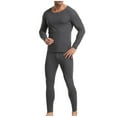thumbnail image 5 of Letdown Mens Long Johns Thermal Underwear 2 Piece Set, Thermal Base Layer Crewneck Top Pants with Fly Long Underwear Warm Base Layer for Winter Skiing Hunting (Grey-D, XL), 5 of 6