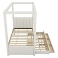 thumbnail image 6 of EUROCO Upholstered Twin Size Canopy Bed Frame with Trundle Bed and 3 Drawers, Platform Bed with Headboard for Kids Teens Adults, Beige, 6 of 12