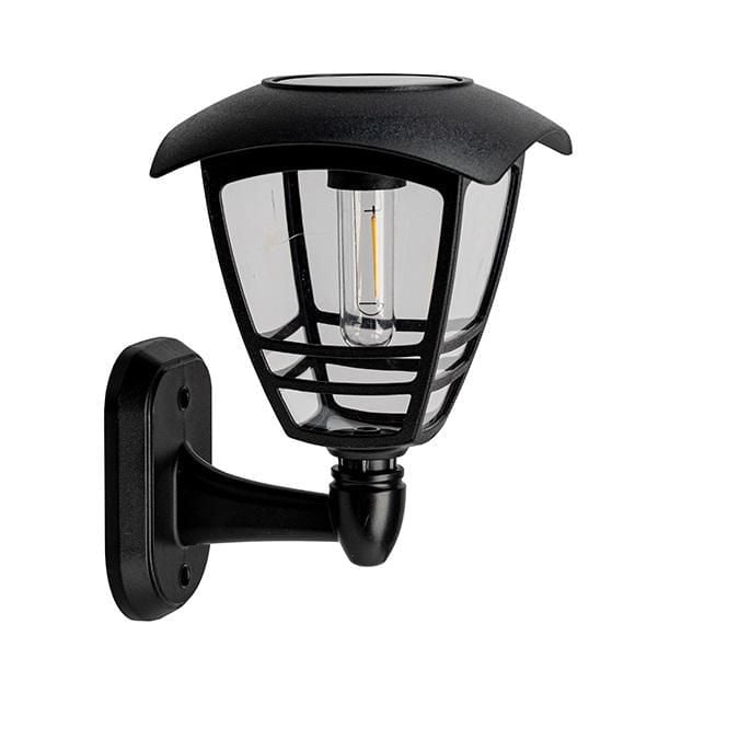 SOLAR BLACK WALL SCONCE WITH SINGLE FILAMENT BULB