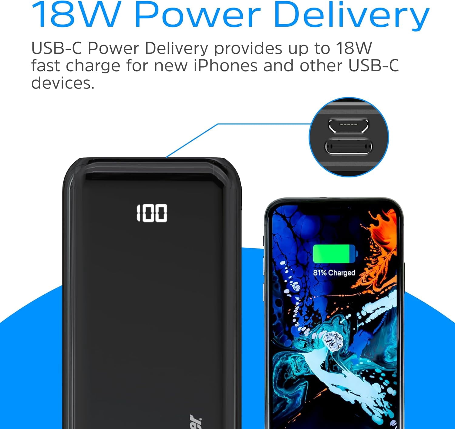 Energizer 10,000mAh Portable Charger 22.5W USB-A & 18W USB-C PD Fast Charging Power Bank with LCD Display, High-Capacity Battery Pack for iPhone 16/15/14/13/12 Series, Android Devices_UE10011PQ