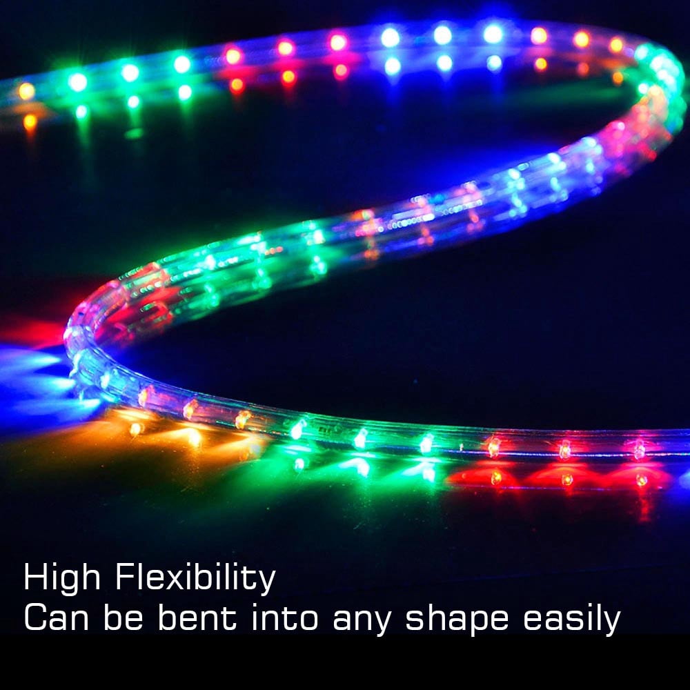 DELight 150Ft Rope Lights 1620 LED Outdoor String Lights Cuttable 2 Wire Waterproof Decorative RGBY Lighting for Deck Patio Backyards Garden Halloween Christmas Decorations