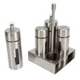 thumbnail image 1 of Oil and Vinegar Salt Pepper Cruet Bottle Set, Stainless Steel Spice Dispenser Salt Pepper Shaker Vinegar Bottle Cruet with Base Stand for Kitchen Countertop, 1 of 5