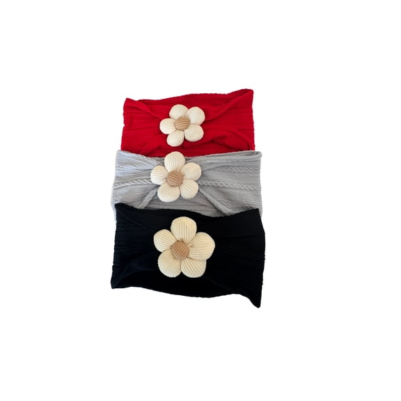 VoraLuxeCo Kids Cable Knit Turban Headband, Multicolor, 3-Pack
