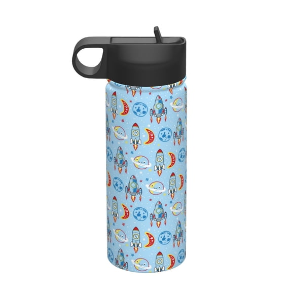 Vsdgher Cartoon Rocket With Space for Insulated Stainless Steel Water Bottle,18oz Sports Water Bottle Stainless Steel Reusable Tumbler for Sports, Travel, and School