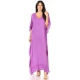 thumbnail image 5 of Sakkas Favi Womens Casual Long Maxi Dress Caftan Cover Up Loungewear in Rayon - Purple - One Size Regular, 5 of 5