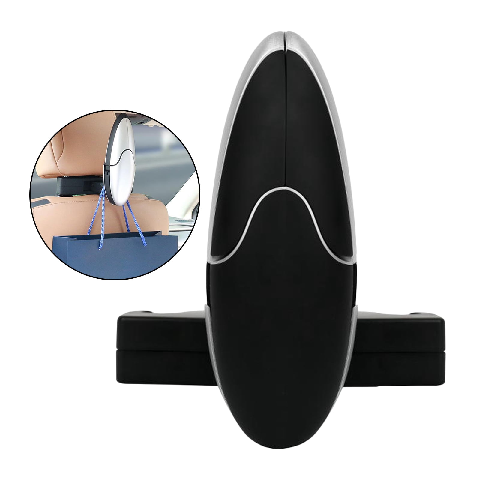 funtasica Car Back Seat Headrest Coat Folding Hanger Travel Vehicle Automotive Accessories Organizers Storage Suit Jacket Clothes Hook - Black