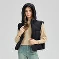 thumbnail image 6 of CENGNIAN No Boundaries Women's Sleeveless Winter Warm Outerwear,Womens Padded Vest Collection,Ladies Hooded/Zipped Pockets Styles Coats,Black,Size M, 6 of 9