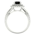 thumbnail image 4 of Clara Pucci 14K White Gold Solid Gold Onyx Halo Anniversary Ring for Women - 1.3125 cttw Round Cut, 4 of 8