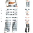 thumbnail image 3 of TIREOW Girls Sweatpants Plaid Elastic Lace Waist Wide Leg Sweat Pants with Lace Belt Fashion Lightweight Casual Baggy Pants, 3 of 5