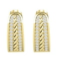thumbnail image 3 of Dazzlingrock Collection Round Two Lines White Diamond in Between Rope Huggie Hoop Earrings for Women (0.30 ctw, Color I-J, Clarity I2-I3) in 10K Yellow Gold, 3 of 6