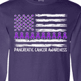 thumbnail image 4 of Inktastic Pancreatic Cancer Awareness Purple Ribbons and Flag Long Sleeve T-Shirt, 4 of 5