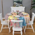 thumbnail image 2 of Pioneer Flower Floral Print Pattern Round Tablecloth 60"x60",Wrinkle Wipeable Table Cloth for Kitchen Dining Room Picnic Patio Party, 2 of 6