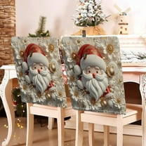 Meggemo Christmas Chair Covers 3D Look Xmas Chair Back Decor Elastic Fit Reusable Winter Holiday Accessories for Party Dining Room Indoor