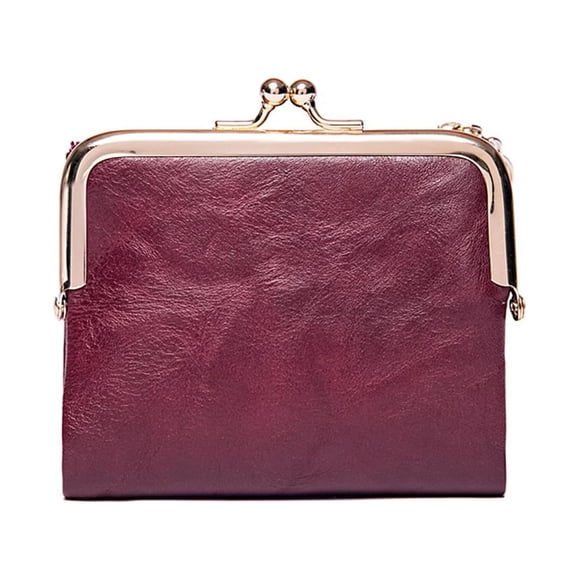 Cartera pequeña para mujer con protección RFID, monedero compacto plegable de piel estilo vintage con cremallera y cierre de broche.
