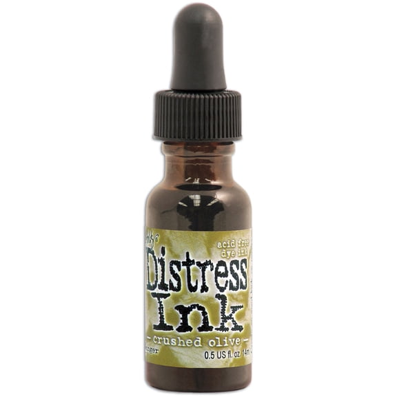 Tim Holtz Distress Ink Re-Inker .5oz-Crushed Olive