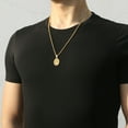 thumbnail image 3 of APSVO Gold Saint St Benedict Necklaces for Men Boys Stainless Steel Medal Pendant Chain Christian Religious Catholic Birthday First Communion Graduation Fathers Day Jewelry Gifts Teen Him Dad Kids, 3 of 5